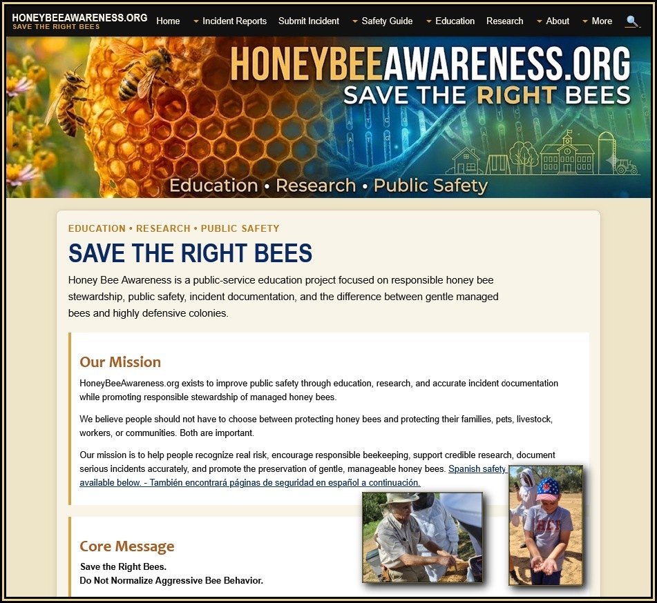 Honey Bee Awareness — education, research, and public safety